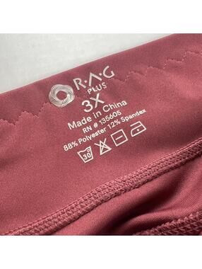 RAG Plus Women's Leggings Capri Length Maroon Burgundy Zipper Pockets Size 3X